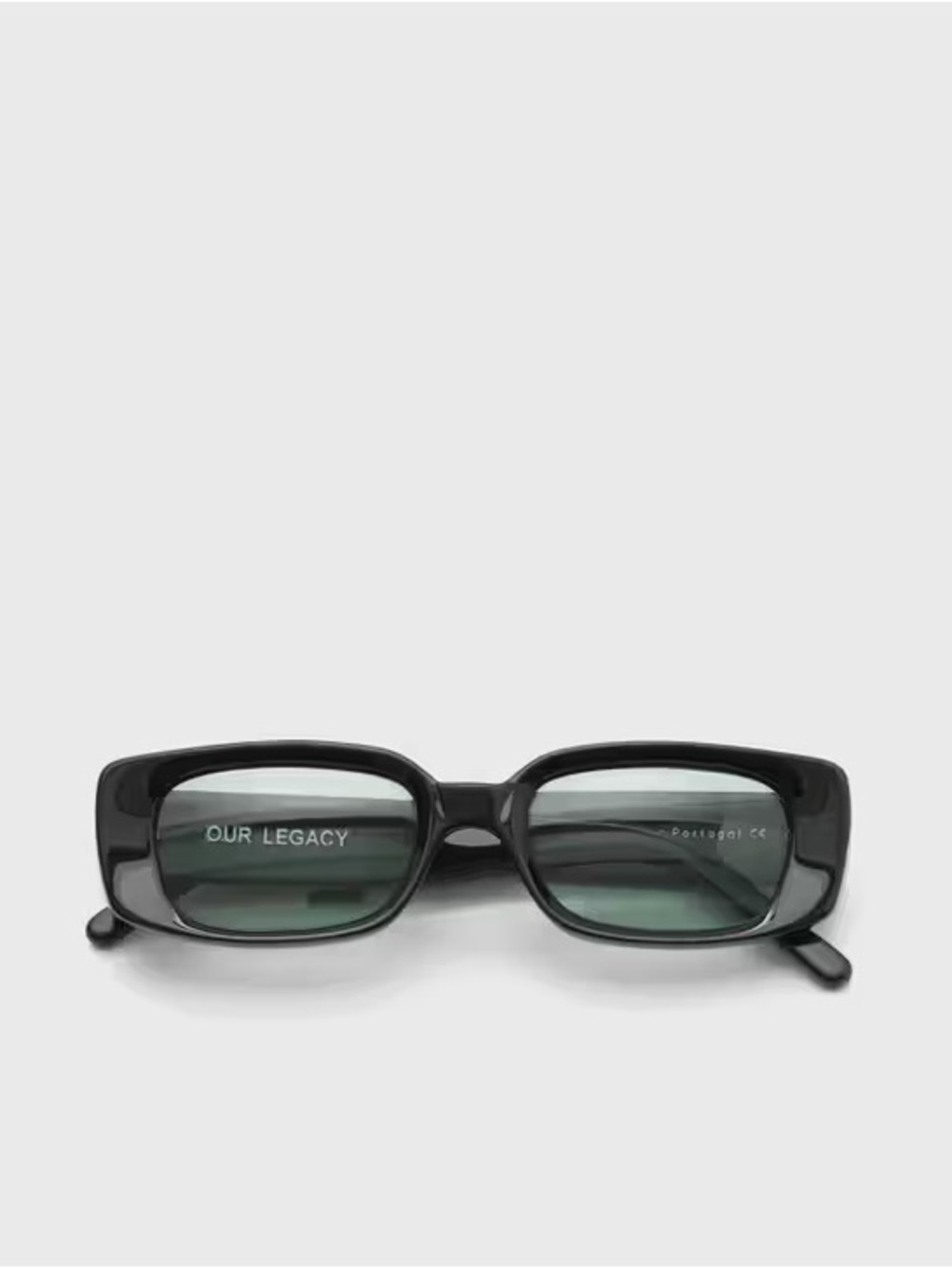 Our Legacy Camion Black Glasses with Green-Tinted Lenses